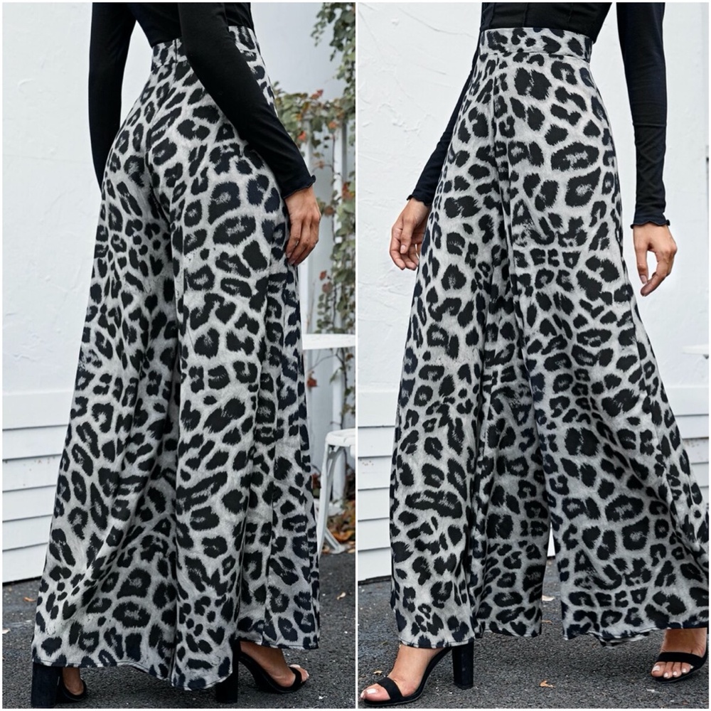 High waist leopard print palazzo Wide leg pants - Picture 4 of 5